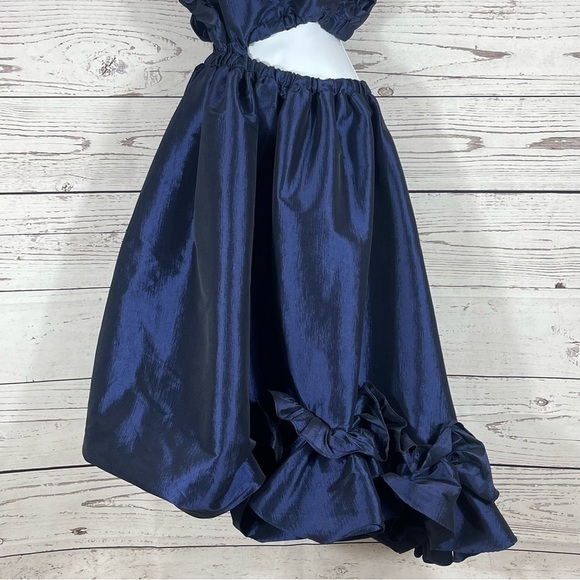 KIKA VARGAS Navy Ramya Asymmetrical Midi Dress - Sz - Large - Picture 3 of 7